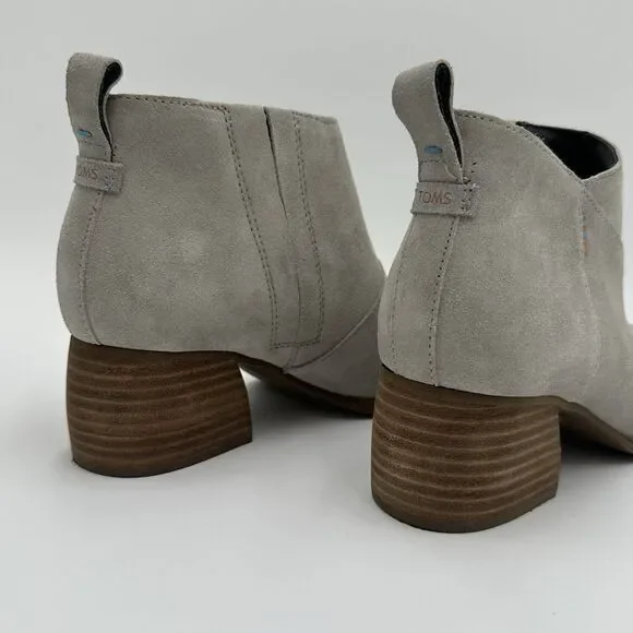 TOMS Leilani Drizzle Grey Suede Ankle Boots Women's Size 7 Western Chunky Heel - Picture 7 of 14